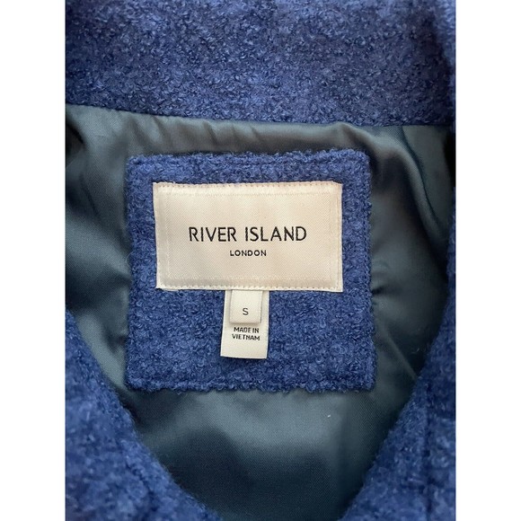 River Island London Blue Jacket Wool Blend Size Small - Picture 2 of 7